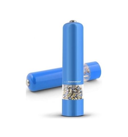 Grinder Esperanza MALABAR EKP001B Blue,  LED illumination during use Adjustable grinding thickness Length: 23cm Diameter: 5cm Power: 4* AA batteries (