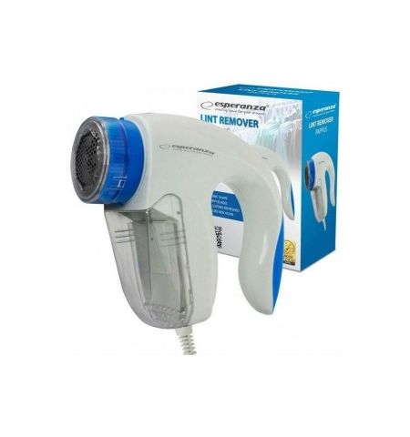 Lint Remover Esperanza PAPPUS ECS006 White-Blue;  3 blades for quick lint removing; Size: 16 cm * 13 cm * 6 cm; Power: mains; 220 V ~ 50/60 Hz,  4 W