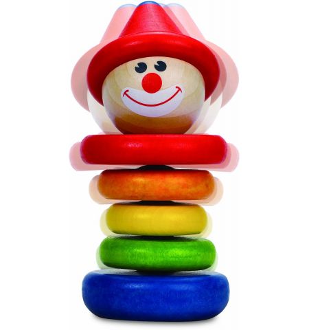 Hape E0010A  Деревянная игрушка-пирамидка клоун «Funny Clown» дисплей 6 шт Hape E0010A  Деревянная игрушка-пирамидка клоун «Funny Clown» дисплей 6 шт