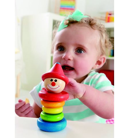 Hape E0010A  Деревянная игрушка-пирамидка клоун «Funny Clown» дисплей 6 шт Hape E0010A  Деревянная игрушка-пирамидка клоун «Funny Clown» дисплей 6 шт