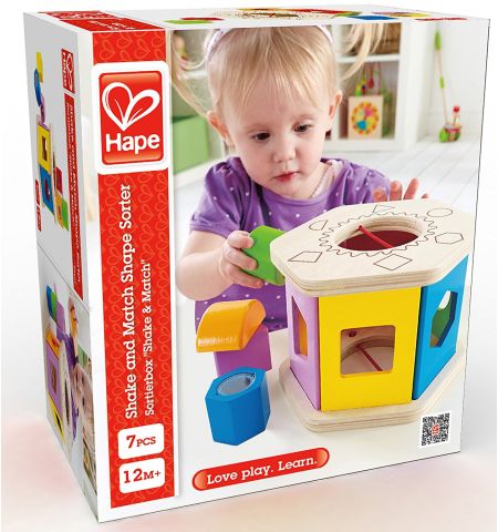 Hape E0407A Деревянная игрушка. Сортер Встряхни и подбери