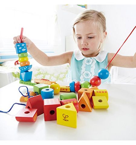 Hape E1019A Деревянный набор: Шнуровка Радужные геометрические формы Hape E1019A Деревянный набор: Шнуровка Радужные геометрические формы