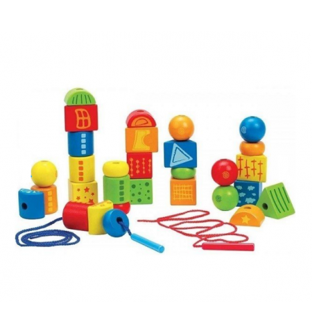 Hape E1019A Деревянный набор: Шнуровка Радужные геометрические формы Hape E1019A Деревянный набор: Шнуровка Радужные геометрические формы