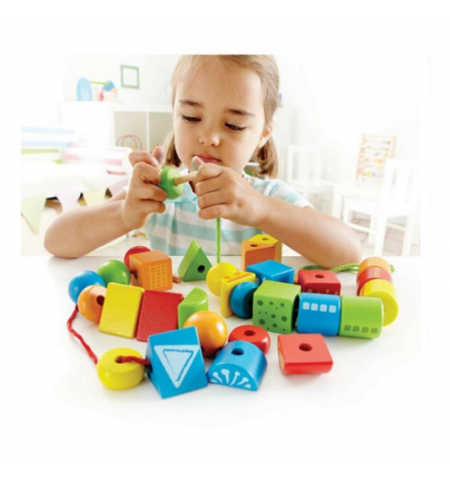 Hape E1019A Деревянный набор: Шнуровка Радужные геометрические формы Hape E1019A Деревянный набор: Шнуровка Радужные геометрические формы