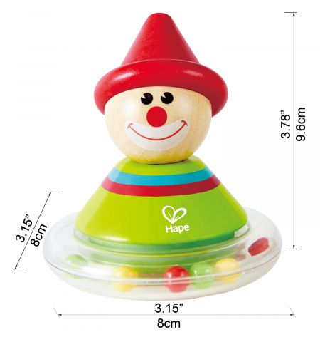 Hape E0015A Деревянная игрушка погремушка неваляшка  «Клоун Ральф»