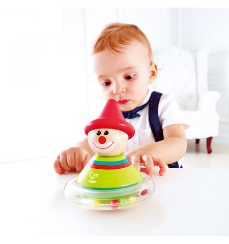 Hape E0015A Деревянная игрушка погремушка неваляшка  «Клоун Ральф»