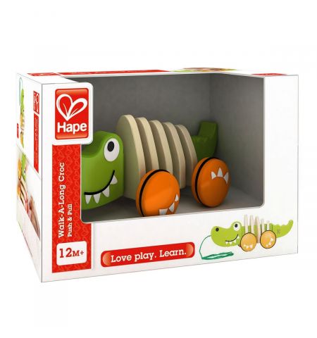 Hape E0348A Деревянная игрушка каталка "Крокодил" WALK-A-LONG CROCODILE/FSC