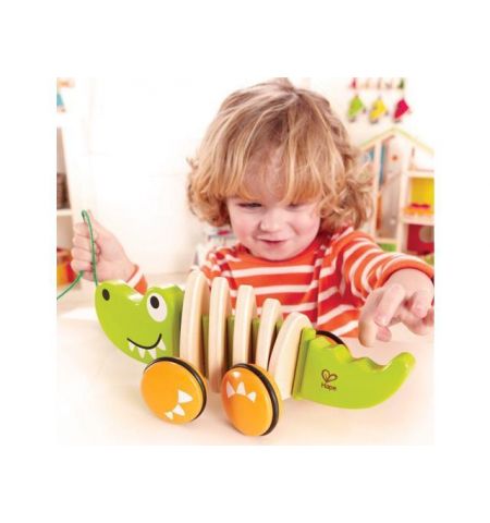 Hape E0348A Деревянная игрушка каталка "Крокодил" WALK-A-LONG CROCODILE/FSC