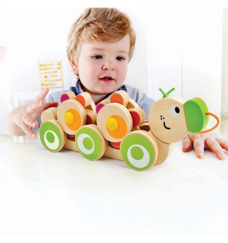 Hape E0351A Деревянная игрушка: Каталка - толкалка на палочке, гусеница Hape E0351A Деревянная игрушка: Каталка - толкалка на палочке, гусеница