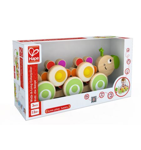 Hape E0351A Деревянная игрушка: Каталка - толкалка на палочке, гусеница Hape E0351A Деревянная игрушка: Каталка - толкалка на палочке, гусеница