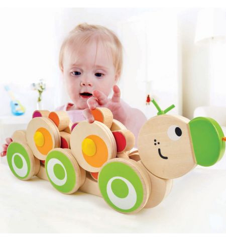 Hape E0351A Деревянная игрушка: Каталка - толкалка на палочке, гусеница Hape E0351A Деревянная игрушка: Каталка - толкалка на палочке, гусеница