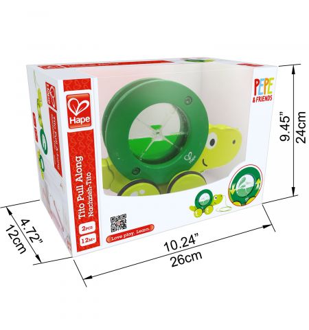 Hape E0354A Деревянная игрушка каталка "Черепаха Тито"  TITO PULL ALONG