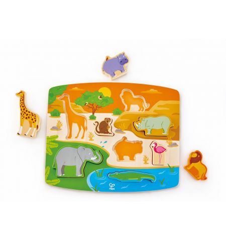 Hape E1455A Деревянная игрушка - Пазл вкладыш "Дикие животные"