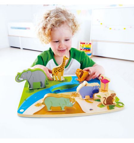 Hape E1455A Деревянная игрушка - Пазл вкладыш "Дикие животные"