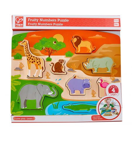 Hape E1455A Деревянная игрушка - Пазл вкладыш "Дикие животные"
