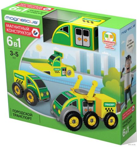 Magneticus BLO-002-07 Развивающий набор / конструктор Магнитный  6 в 1 Городской транспорт Magneticus BLO-002-07 Развивающий набор / конструктор Магнитный  6 в 1 Городской транспорт