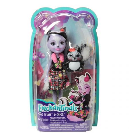 Mattel Enchantimals FXM72 Кукла с питомцем Скунси Седж new, 15 см Mattel Enchantimals FXM72 Кукла с питомцем Скунси Седж new, 15 см