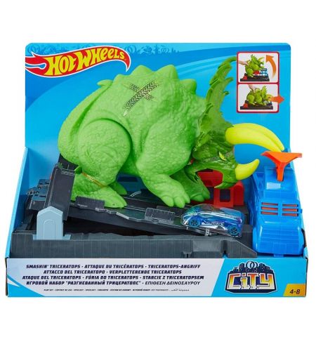 Mattel Hot Wheels GBF97 Автомобильный трек Опасный трицератопс Mattel Hot Wheels GBF97 Автомобильный трек Опасный трицератопс