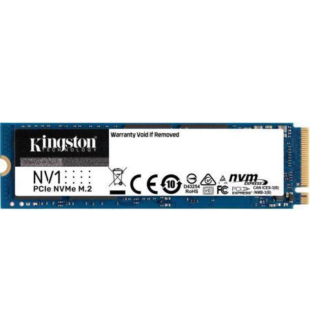 M.2 NVMe SSD 500GB Kingston NV1, Interface: PCIe3.0 x4 / NVMe1.3, M2 Type 2280 form factor, Reads 2100 MB/s, Writes 1700 MB/s, SM2263XT controller, 12
