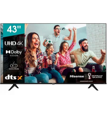 43" LED TV Hisense 43A6G, Black, (3840x2160 UHD, MR 120Hz, SMART TV (Android TV OS), 3 x HDMI2.0, 2 x USB, Dolby Vision HDR & HDR10, Wi-Fi (2.4GHz+5GH
