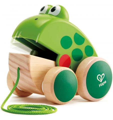 HAPE E0361A Игрушка-каталка деревянная Frog Pull-Along