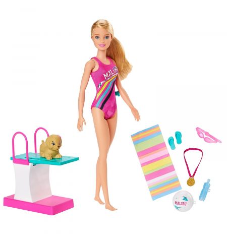 Mattel Barbie Dreamhouse Adventures GHK23 Игровой набор ,,Тренировка в бассейне&#x27;&#x27;