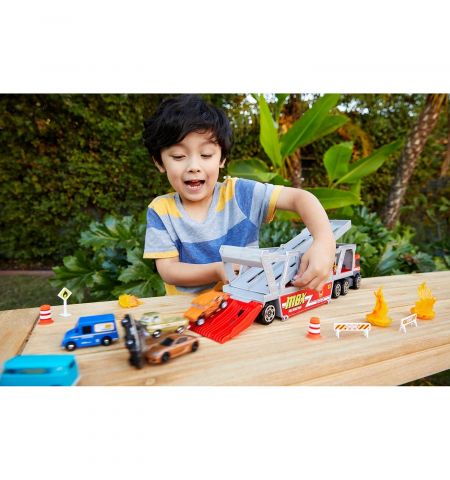 Mattel Matchbox GWM23 Пожарный грузовик-транспортер Дорожное приключение Mattel Matchbox GWM23 Пожарный грузовик-транспортер Дорожное приключение