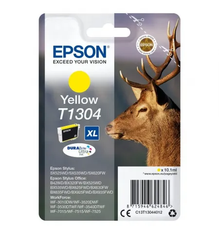 Картридж чернильный Epson C13T13044012, 10мл, Желтый