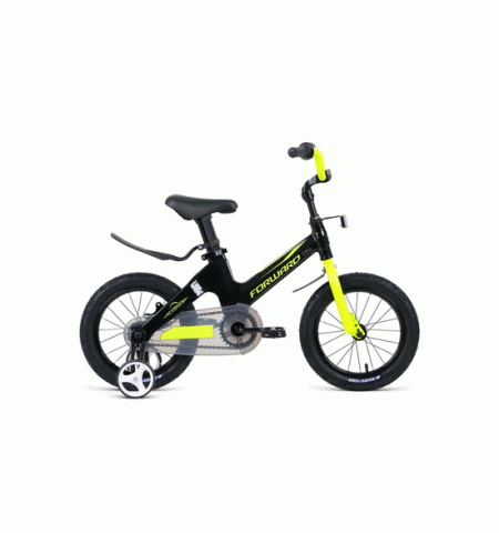 Велосипед детский FORWARD COSMO 14 (14" 1 ск.) 2020-2021, черный/зеленый