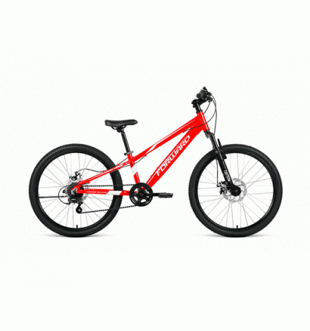 Велосипед подростковый FORWARD RISE 24 2.0 disc (24" 7 ск. Рост 11") 2020-2021, красный/белый