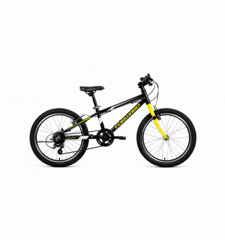 Велосипед подростковый FORWARD RISE 20 2.0 (20" 7 ск. Рост 10.5") 2020-2021, черный/желтый