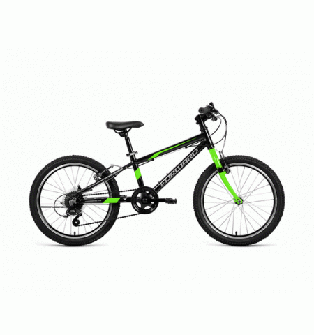 Велосипед подростковый FORWARD RISE 20 2.0 (20" 7 ск. Рост 10.5") 2020-2021, черный/ярко-зеленый