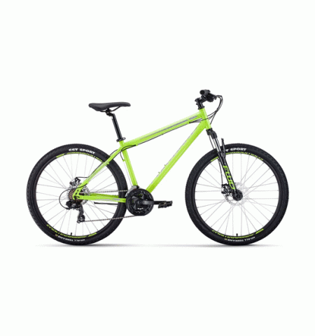 Горный велосипед FORWARD SPORTING 27,5 2.2 disc (27,5" 8 ск. Рост 17") 2020-2021, ярко-зеленый/серый