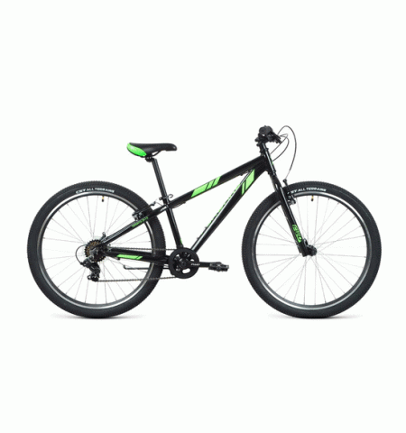 Велосипед подростковый FORWARD TORONTO 26 1.2 (26" 7 ск. Рост 13") 2020-2021, черный/ярко-зеленый