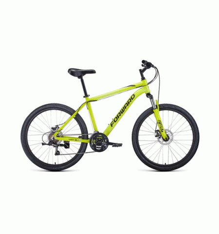 Горный велосипед FORWARD HARDI 26 2.0 disc (26" 21 ск. Рост 17") 2020-2021, ярко-желтый/черный