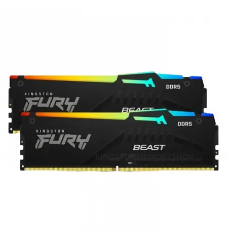 Memorie RAM Kingston FURY Beast RGB, DDR5 SDRAM, 5200 MHz, 64GB, KF552C40BBAK2-64