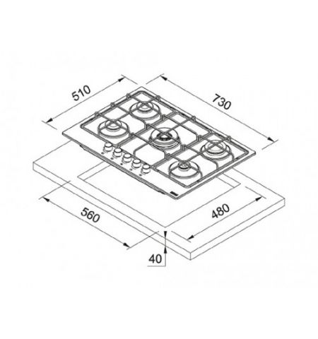 Встраиваемая газовая варочная панель Franke FHSM 755 4G DC C Встраиваемая газовая варочная панель Franke FHSM 755 4G DC C