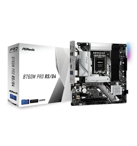 Материнская плата ASRock B760M Pro RS/D4, LGA1700, Intel B760, Micro-ATX