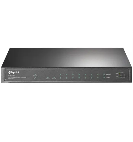 10-port 10/100/1000Mbps POE+ Switch TP-LINK "TL-SG1210P", 8 PoE+ ports, 63W Budget, SFP, Steel Case