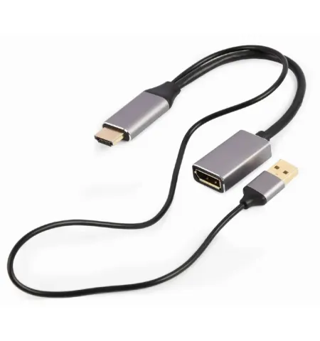 Переходник Cablexpert A-HDMIM-DPF-02, HDMI (M) - DisplayPort (M), 0.1 м, Чёрный