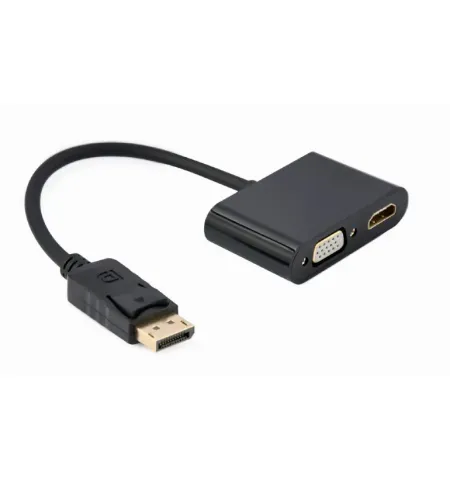 Adaptor Cablexpert A-DPM-HDMIFVGAF-01, DisplayPort (M) - HDMI (F) + VGA (F), 0.1m, Negru