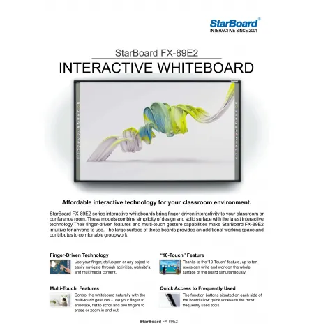 Interactive whiteboard StarBoard FX89WE2, 89", 16:10, Function buttons bar