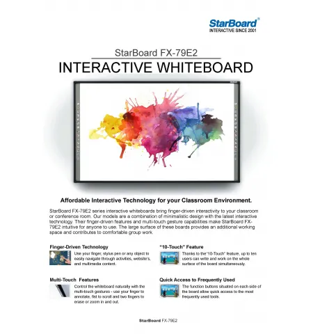 Interactive whiteboard StarBoard FX-79E2, 79", 4:3, Function buttons bar