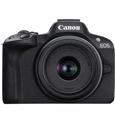 Aparat Foto Mirrorless Canon EOS R50 Black & RF-S 18-45mm & RF-S 55-210mm KIT, Alb