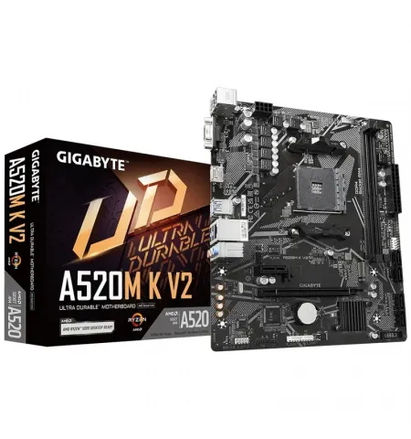 Материнская плата Gigabyte A520M K V2, AM4, AMD A520, Micro-ATX