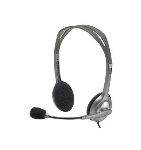 Logitech H110 Grey Stereo Headset, Headset: 20Hz-20kHz, Microphone: 100Hz-16kHz, 2m cable, 2 x mini-jack 3.5mm 981-000271 (casti cu microfon/наушники с микрофоном)