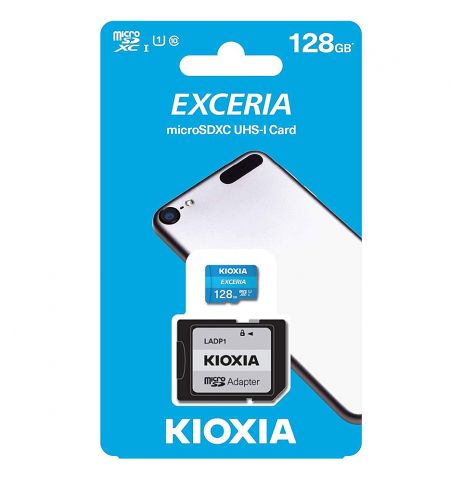 Карта памяти 128GB Kioxia Exceria LMEX1L128GG2 microSDHC (Toshiba), 100MB/s, (Class 10 UHS-I) + Adapter MicroSD->SD