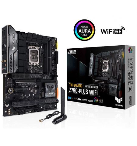 Материнская плата ASUS TUF GAMING Z790-PLUS WIFI Intel Z790, LGA1700, Dual DDR5 7200 MHz, PCIe 5.0 x16, PCIe 4.0 x16, DP/HDMI, USB Type-C, PCIe RAID, SATA RAID, 4 x M.2 slots PCIe 4.0 x4, SB 8-Ch., Wi-Fi 6E 802.11ax, 2.5Gb Ethernet, AURA Sync