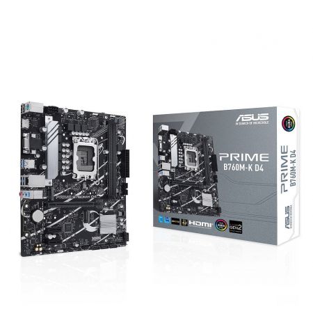 Материнская плата ASUS PRIME B760M-K D4 Intel B760, LGA1700, Dual DDR4 5333MHz, PCIe 4.0 x16, D-Sub/HDMI, USB3.2, SATA RAID, 2 x M.2 slots PCIe 4.0 x4, SB 8-Ch., GigabitLAN, LED lighting