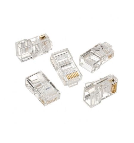 RJ45 Modular Plug  LC-8P8C-001/50, Modular plug 8P8C for solid LAN cable, 30u" gold plated, 50 pcs/bag